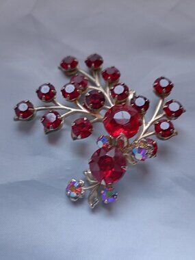 Red Rhinestone Brooch